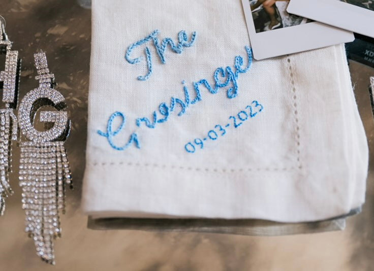Custom Embroidered Wedding Handkerchief – Personalized with Last Name & Wedding Date, Bride or Groom Gift & Keepsake